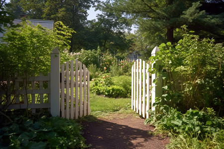 栅栏围起花园背景图片