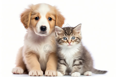 小猫和小狗背景图片