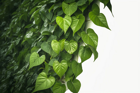 墙壁上的植物叶子背景图片