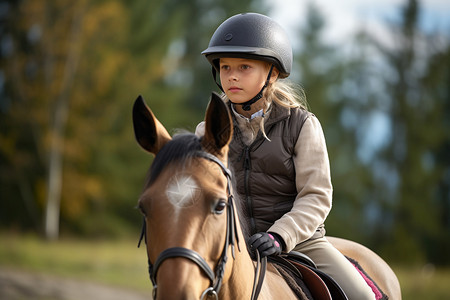 骑马运动的小女孩背景图片