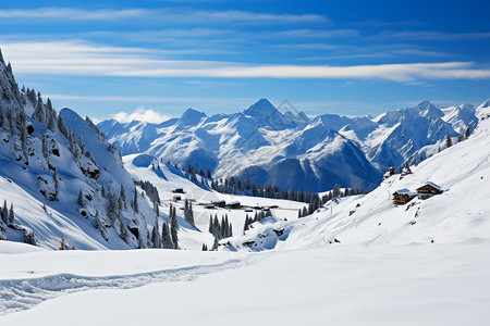 遥远的雪山遥远的山丘高清图片