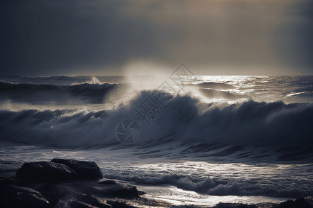 海边汹涌的波浪图片
