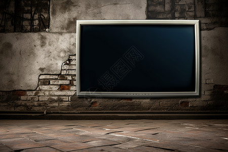 墙壁上的数码电视机背景图片