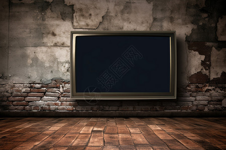 墙壁上的电视机背景图片