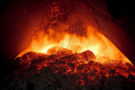 燃烧的壁炉火焰图片