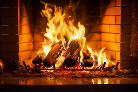炎热的壁炉燃烧火焰图片