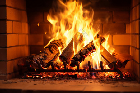 燃烧木头的火焰背景图片