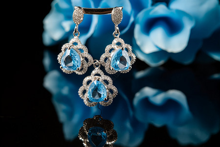 蓝宝石镶嵌钻石耳环图片
