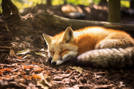 午睡的狐狸图片