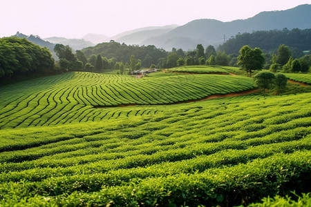 茂密的茶园背景图片