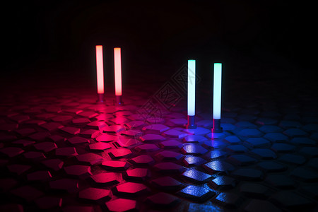 几何造型地面上的LED管背景图片