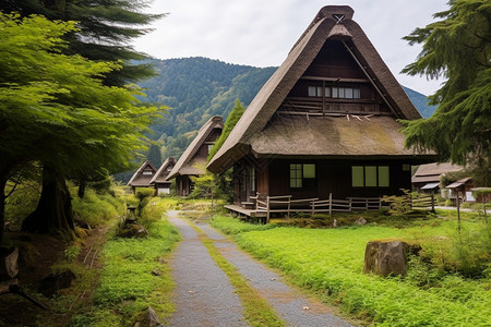 屋子背后的树好看的木屋背景