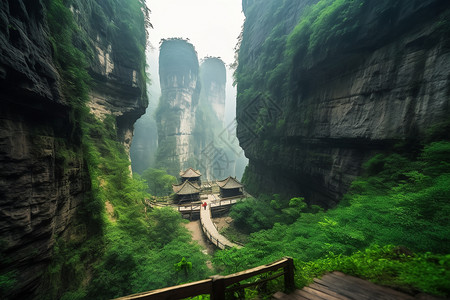 石灰石山间的大裂缝背景