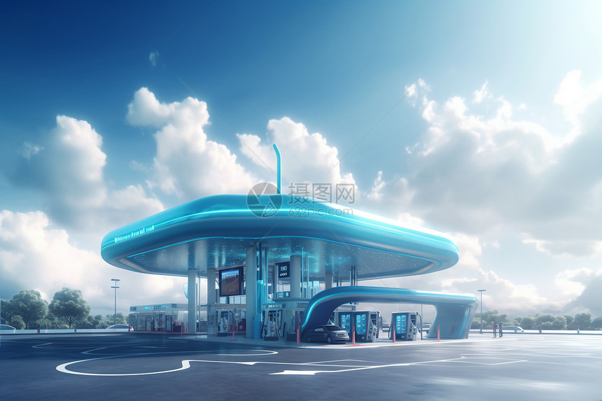城市中心的氢燃料站图片