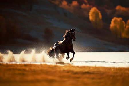 草原追逐的马背景图片
