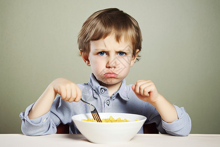讨厌自己小孩子吃饭时的厌恶表情背景