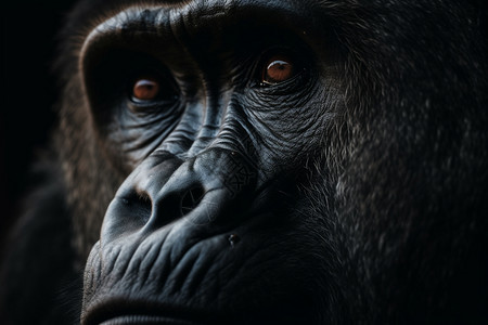 大猩猩脸部的特写镜头背景