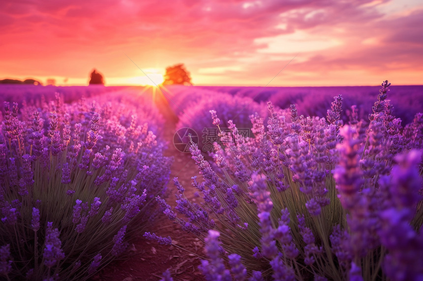 薰衣草的紫色花朵图片