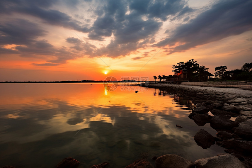 日落时美丽的风景图片