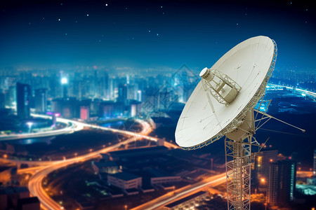 城市通信科技城市的科技卫星设备背景