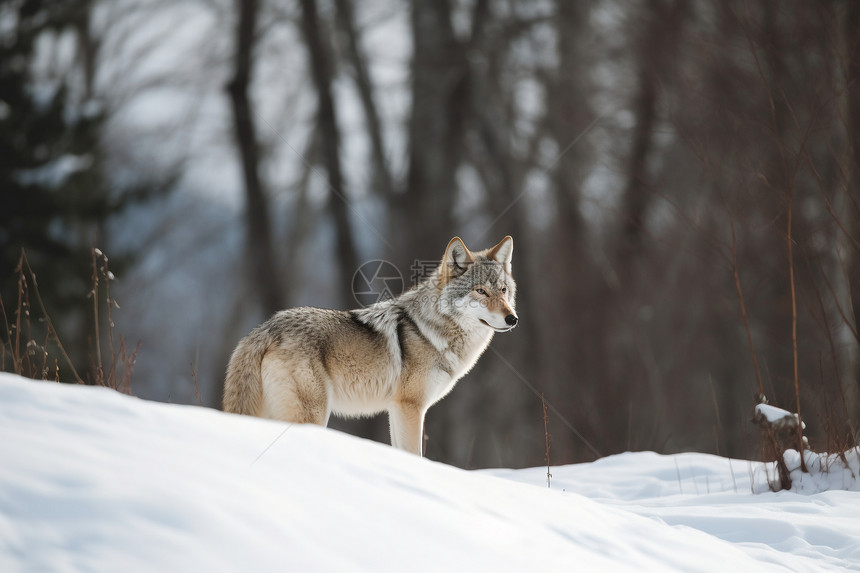 雪地中的动物狼图片