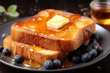 美味的黄油烤面包糖浆高清图片素材