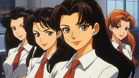 日本动漫风格九十年代职业女性人物图片
