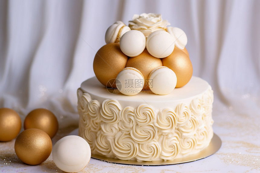 白金色装饰蛋糕图片