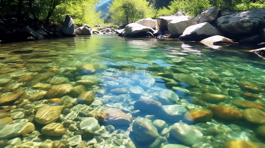 山间溪流的自然景观图片