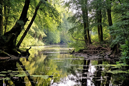 原始森林的水森林里的水源栖息地背景