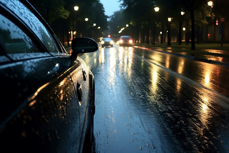 雨夜的城市交通图片