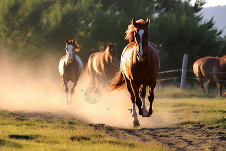 草地上奔跑的马儿图片