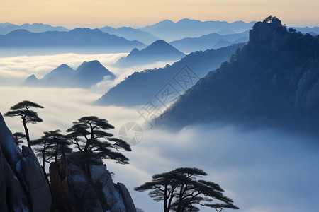 安徽黄山云海风景皇上壮观的云风景背景