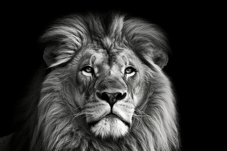 狮子的黑白肖像背景图片