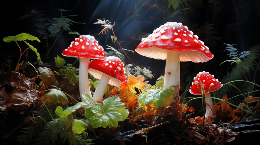彩色毒蘑菇图片