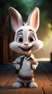 卡通背书包的兔子背景图片