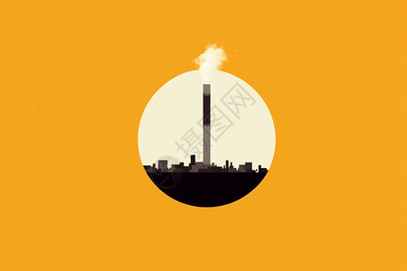 工业发电厂的排污管道插画