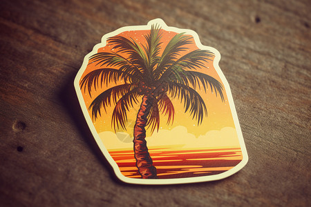 棕榈树贴纸插图背景图片