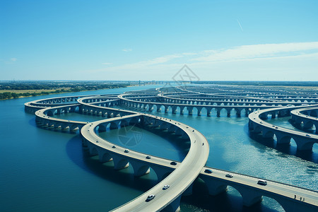 海洋中建设的交通大桥图片