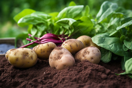 可食用的马铃薯土壤高清图片素材
