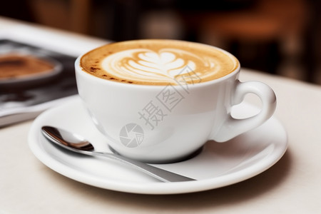 咖啡拉花图案画了爱心图案的咖啡背景