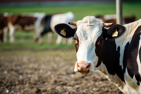 可爱的奶牛生产喂养高清图片