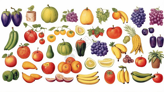 各种水果和蔬菜背景图片