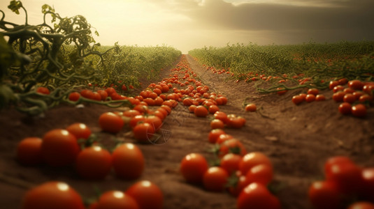 田里种植的番茄蔬菜高清图片素材