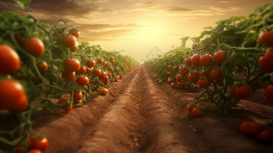番茄田种植的番茄农业高清图片素材