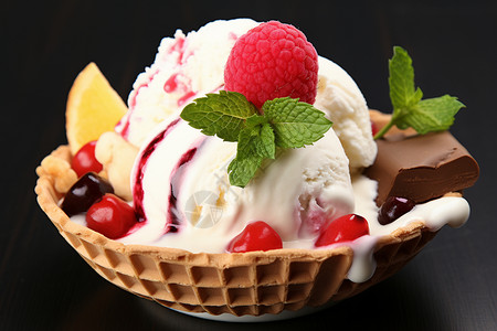 香草味的奶油冰淇淋图片