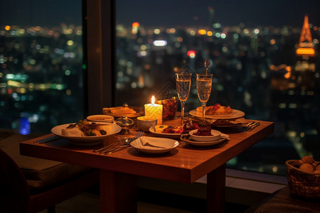 香槟酒高清浪漫的城市夜景背景