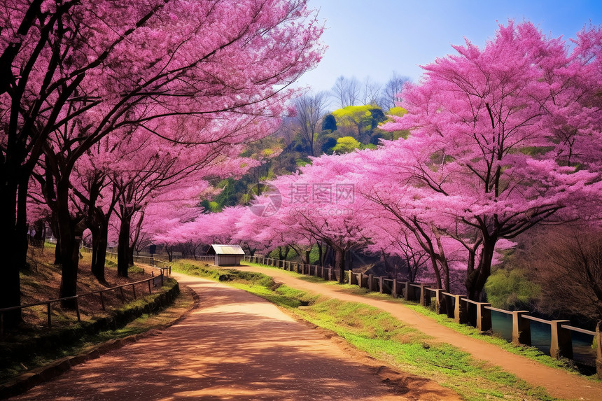 春季里的樱花树图片