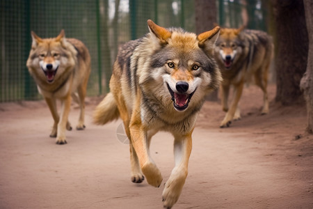 户外奔跑的狼群图片