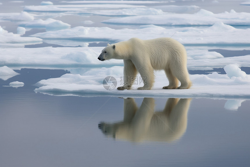北极寒冷天气下的北极熊图片